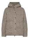 Brunello Cucinelli Women Chevron Down Jacket With Hoodie In Brown
