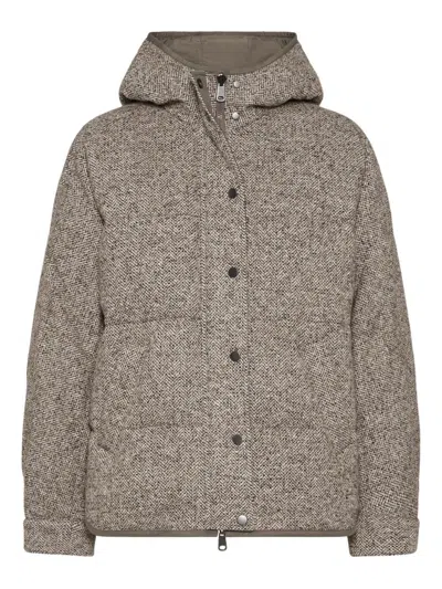 BRUNELLO CUCINELLI FLECKED CHEVRON PADDED JACKET