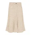 Brunello Cucinelli Flecked Virgin Wool-silk-blend Midi Skirt In Nude