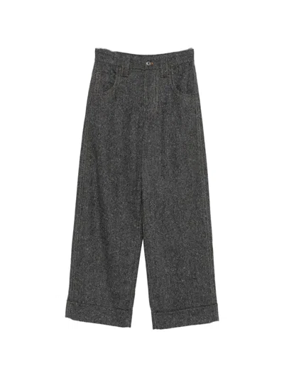 Brunello Cucinelli Flecked Wide-leg Trousers In Black
