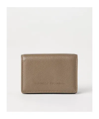 Brunello Cucinelli Flip Card Holder In Gray