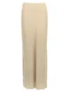 Brunello Cucinelli High Waist Long Length Side Slit Skirt In Neutral