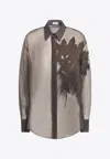 Brunello Cucinelli Brown Shirt With Semi-transparent Design And Embroidery On The Front In Silk Woman In Brown