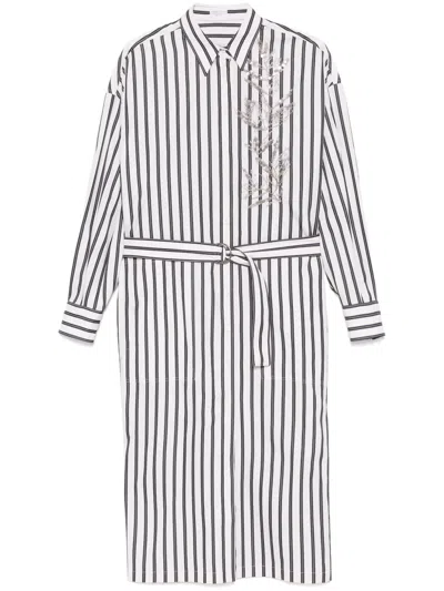 BRUNELLO CUCINELLI FLORAL-EMBROIDERED SHIRT DRESS