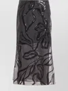 Brunello Cucinelli Floral Midi Skirt Sheer Overlay In Black