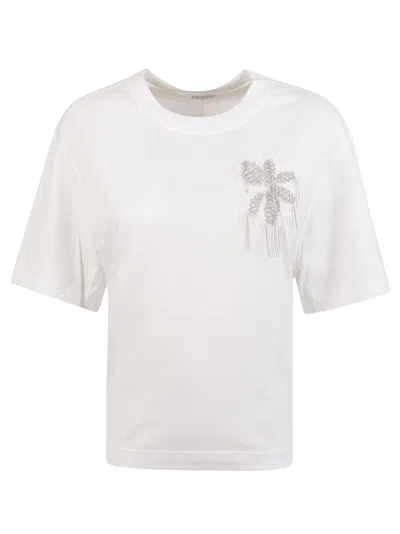 Brunello Cucinelli Floral Patched Round Neck T-shirt In White