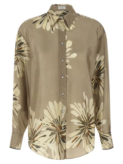 Brunello Cucinelli Floral Patterned Shirt Shirt And Blouse Green
