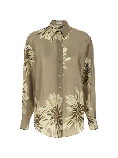 Brunello Cucinelli Women Floral Patterned Shirt In Neutral