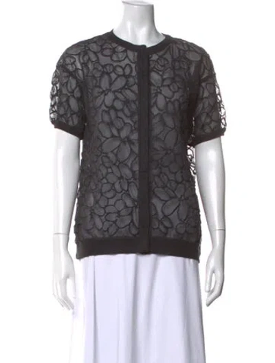 Pre-owned Brunello Cucinelli Floral Print Crew Neck Sweater In Black