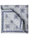 Brunello Cucinelli Double-faced Linen-silk Floral Pocket Square In Grey