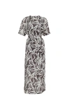 Brunello Cucinelli Floral Print Dress With Monili In Brown