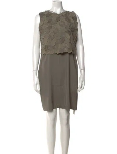 Pre-owned Brunello Cucinelli Floral Print Knee-length Dress In Neutrals