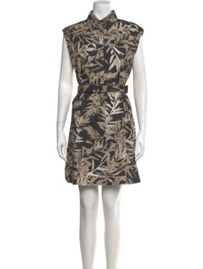 Pre-owned Brunello Cucinelli Floral Print Knee-length Dress W/ Tags In Neutral