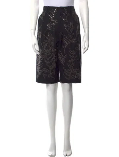 Pre-owned Brunello Cucinelli Floral Print Knee-length Shorts W/ Tags In Black