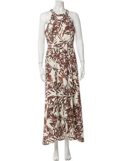 Pre-owned Brunello Cucinelli Floral Print Long Dress W/ Tags In Brown