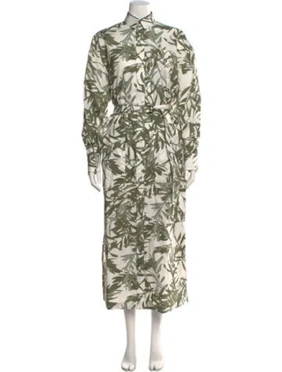 Pre-owned Brunello Cucinelli Floral Print Long Dress W/ Tags In Green
