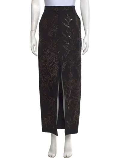 Pre-owned Brunello Cucinelli Floral Print Long Skirt W/ Tags In Black