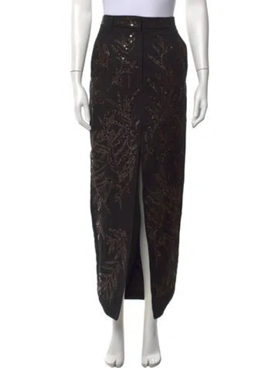 Pre-owned Brunello Cucinelli Floral Print Long Skirt W/ Tags In Black