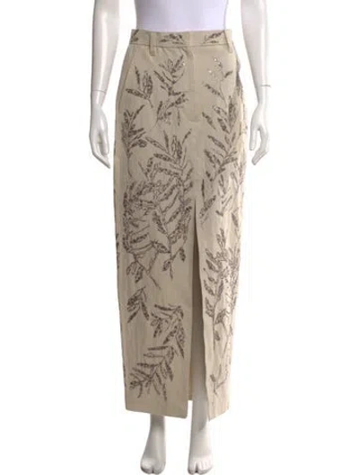 Pre-owned Brunello Cucinelli Floral Print Long Skirt W/ Tags In Neutral