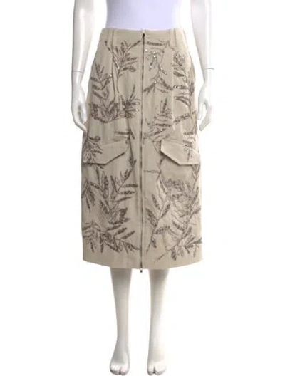 Pre-owned Brunello Cucinelli Floral Print Midi Length Skirt W/ Tags In Neutral