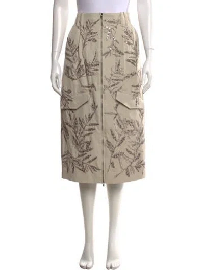 Pre-owned Brunello Cucinelli Floral Print Midi Length Skirt W/ Tags In Neutrals