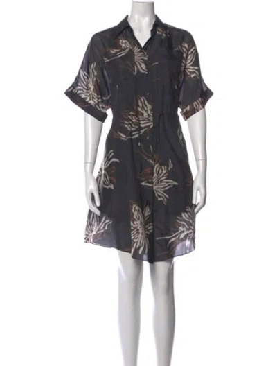 Pre-owned Brunello Cucinelli Floral Print Mini Dress In Black