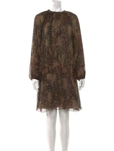 Pre-owned Brunello Cucinelli Floral Print Mini Dress In Brown