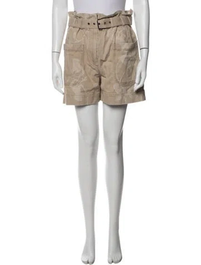Pre-owned Brunello Cucinelli Floral Print Mini Shorts In Neutrals