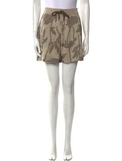 Pre-owned Brunello Cucinelli Floral Print Mini Shorts W/ Tags In Neutral