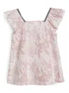 Brunello Cucinelli Floral-print Poplin Top In Pink