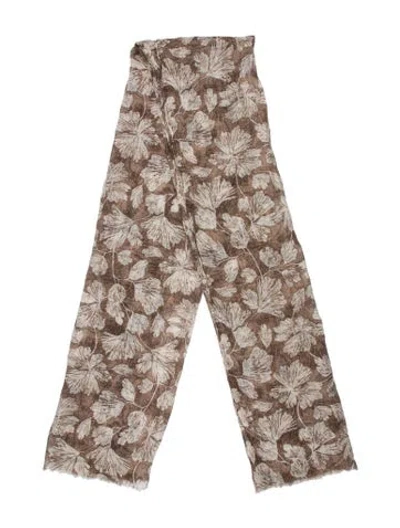 Pre-owned Brunello Cucinelli Floral Print Scarf In Brown
