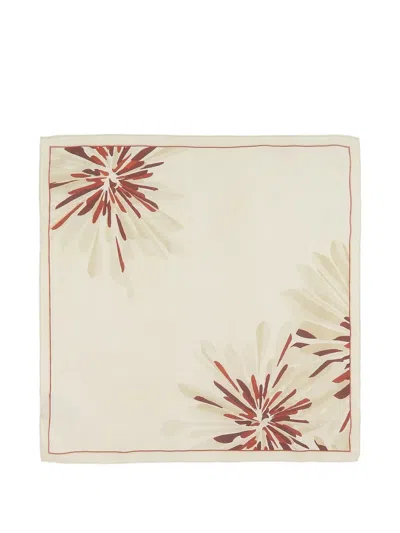Brunello Cucinelli Bloom Print Pongee Foulard In Gold