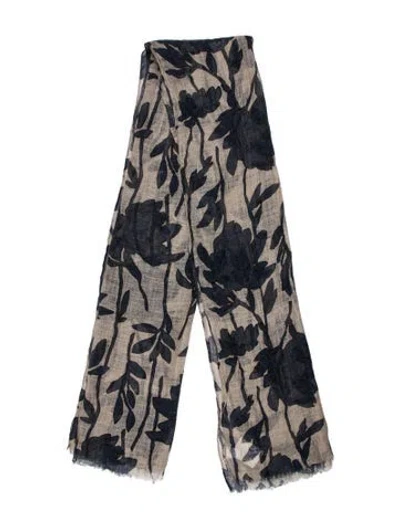 Pre-owned Brunello Cucinelli Floral Print Scarf W/ Tags In Neutral