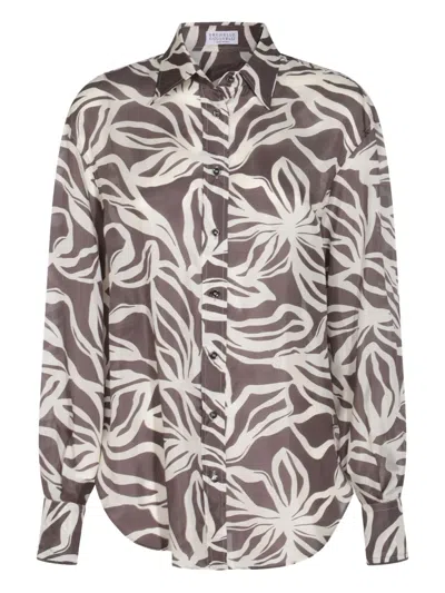 BRUNELLO CUCINELLI FLORAL-PRINT SHIRT