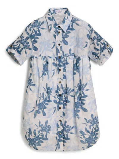 Brunello Cucinelli Kids' Floral-print Shirt Dress