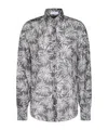 Brunello Cucinelli Abstract-print Silk Shirt In Gray