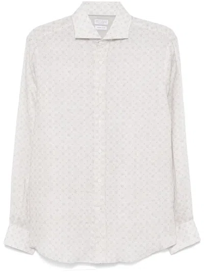 Brunello Cucinelli Floral-print Shirt In Neutrals