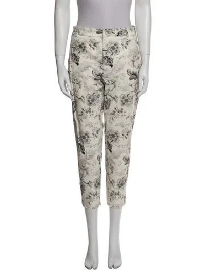 Pre-owned Brunello Cucinelli Floral Print Straight Leg Pants In Neutral