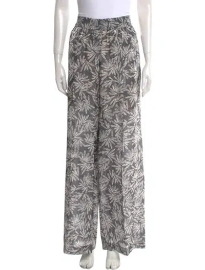 Pre-owned Brunello Cucinelli Floral Print Wide Leg Pants In Gray