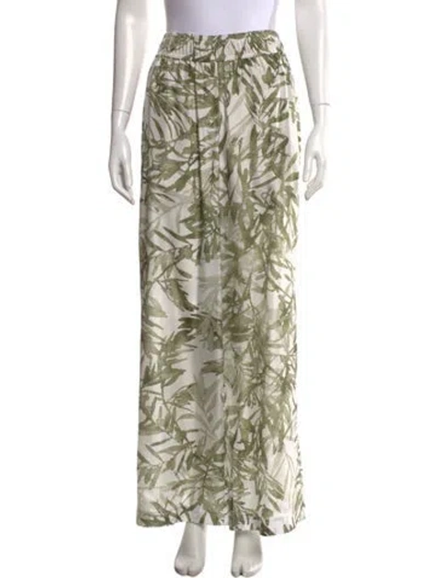 Pre-owned Brunello Cucinelli Floral Print Wide Leg Pants W/ Tags In Green