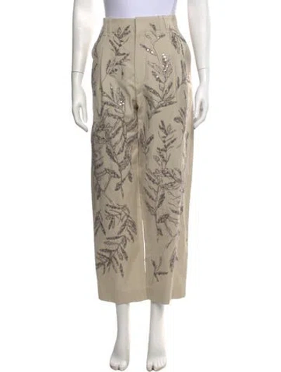 Pre-owned Brunello Cucinelli Floral Print Wide Leg Pants W/ Tags In Neutral