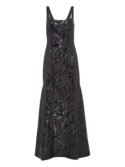 Brunello Cucinelli Floral-sequin Dress In Black