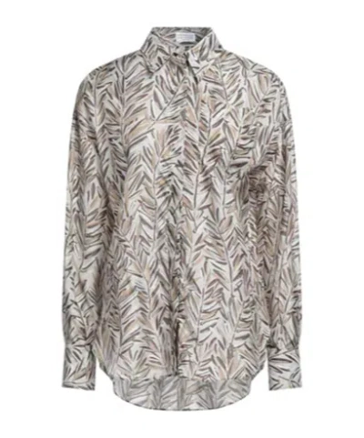 Brunello Cucinelli Floral Shirts  Blouses In Brown