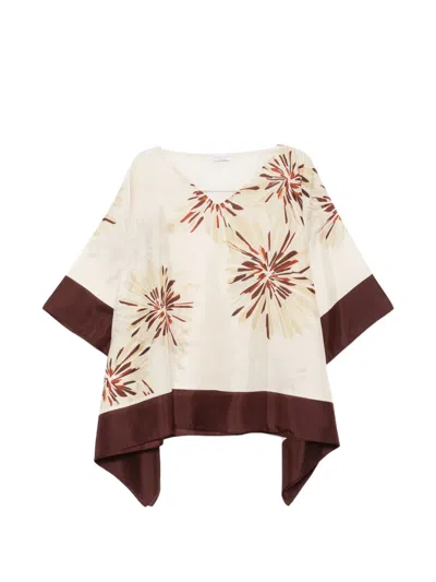 Brunello Cucinelli V-neck Long-sleeved Top In Brown