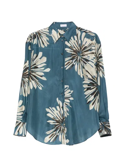 Brunello Cucinelli Floral-print Buttoned Shirt In Multi