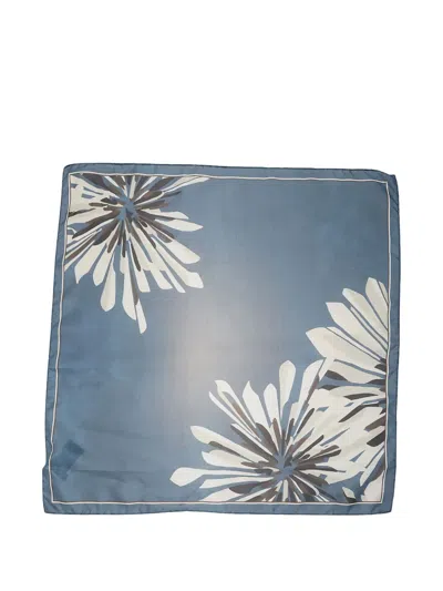 Brunello Cucinelli Floral-print Scarf In Blue