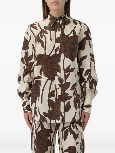 Brunello Cucinelli Floral-print Shirt In Brown