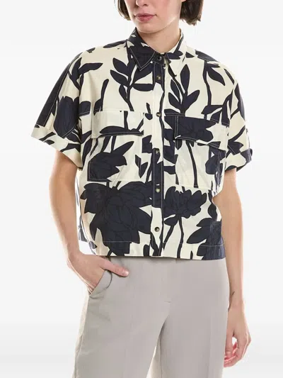Brunello Cucinelli Floral-print Short-sleeve Shirt In Multi