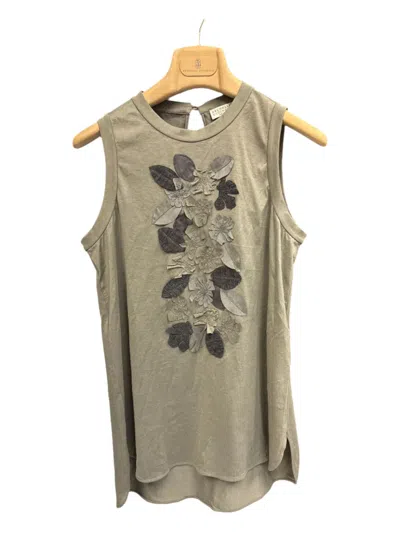 Brunello Cucinelli Flower-embroidered Sleeveless Top In Gray