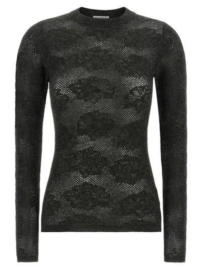 Brunello Cucinelli Flower Lace Sweater In Charcoal